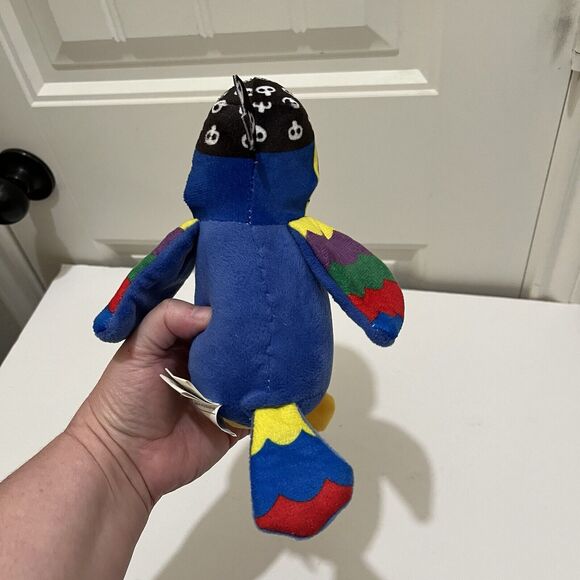 Nanco Blue Red Black Reversible Sequin Plush Pirate Parrot Bird 8" Stuffed Toy - Picture 6 of 8